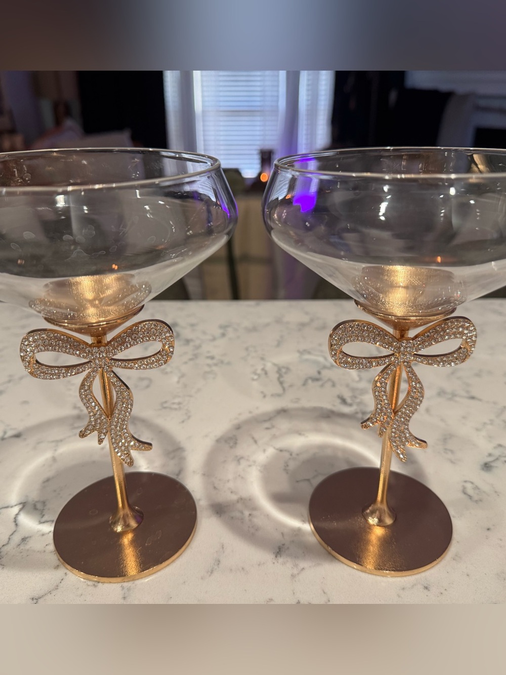 Elegant Bow Stem Champagne Coupes in Rose Gold